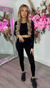 Myla Black Long Sleeve Ribbed Contour Two Piece